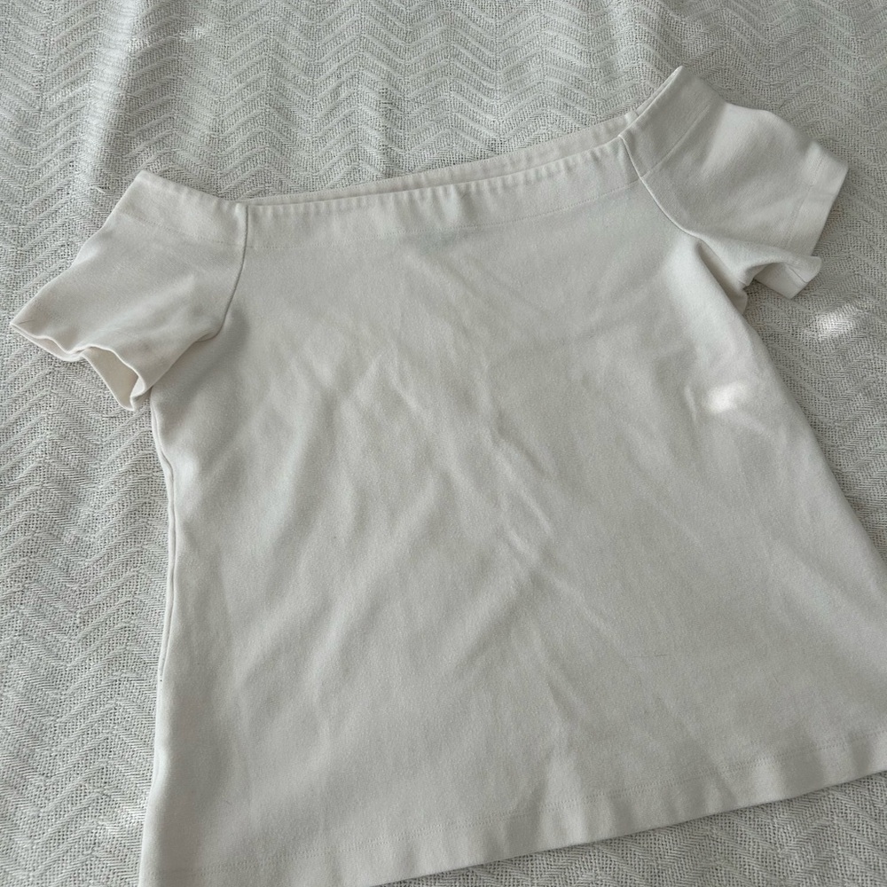 Ann Taylor Elegant Cream Off-Shoulder Top